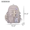 Selena Kawaii Backpack with Badges and Bear Accessories Aesthetic Cute Harajuku Itabag (Backpack+2 Bear Accessories+Badges,White)