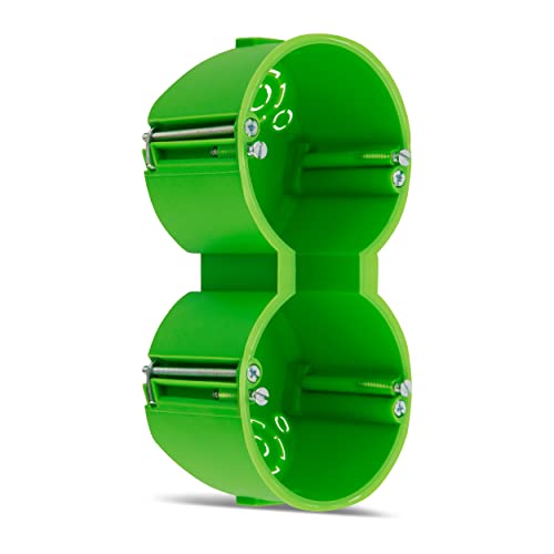 REV Hohlraumdose - Hohlwanddose, 2x Ø 68 mm, 50 mm tief, Schrauben, grün