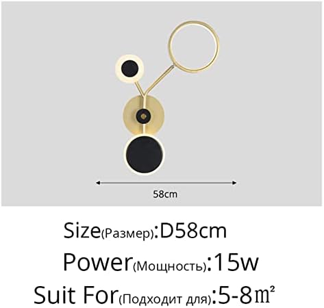 Simple Modern Luxury Living Room New Wall Lamps Hotel Bedside Bedroom Dining Children's Room Coffee Clothing Shop Light Lighting (Color : Gold 15W 58cm Size : Cool White) (Black 15w 58cm Three Color image 5
