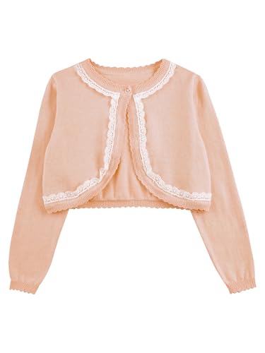 Kids Girls Long Sleeve One Button Open Front Cardigan Shrug Bolero Flower Girl Dress Cover Coat3