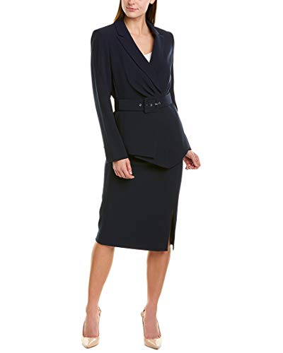 Tahari by ASL Belted Jacket w/Pencil Skirt Set Navy 18