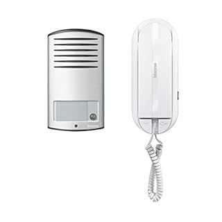 BTICINO Kit Audio Monofamiliare 2 Fili, Citofono con Cornetta Bianca Sprint L2 e Pulsantiera Linea 2000 in Alluminio con 1 Chiamata, Installazione da Parete, 366811