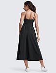 CRZ YOGA Square Neck Maxi Casual Dress | Removable Pads, Flowy, Side Pockets, Travel, Sleeveless, Outfits for Women