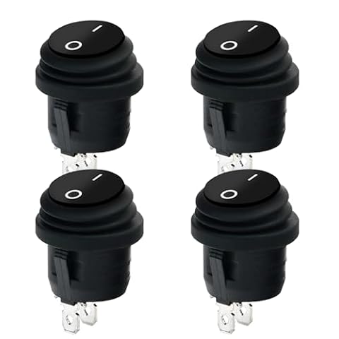 Powice Wodoszczelny przełącznik dźwigienkowy 12 V, okrągły, 2-biegunowy przełącznik 12 V, przełącznik 6 A, 12 V/4 V/110 V/230 V, odpowiedni do montażu w domach, samochodach i urządzeniach