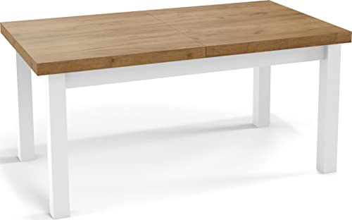 WFL GROUP Moderner Rechteckiger Ausziehbarer Esstisch - Platzsparend - Weißen Holzbeine - 120 bis 160 cm - Hergestellt in EU - 120 x 80 cm - Wotan Eiche