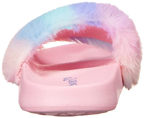 Skechers Kids Girls Sunny Fuzzy Steps Slide Sneaker, Pink/Multi, 13 Little Kid