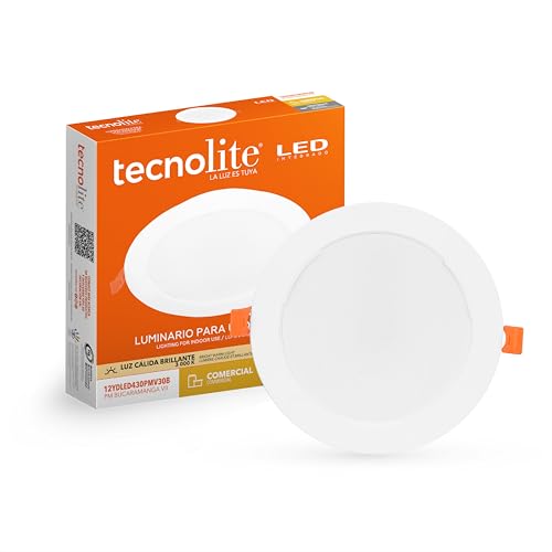 El Mejor Listado de Lamparas para plafon disponible en línea para comprar. 47 Tecnolite - Lámpara Empotrable de Techo Downlight LED 12 W, Luz Cálida Brillante, No atenuable, Multivoltaje