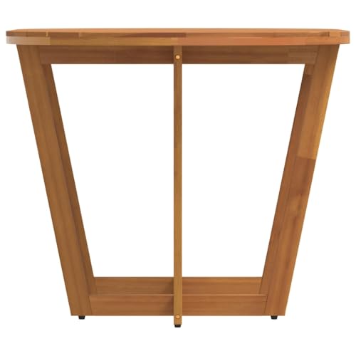 Table de jardin ovale en acacia résistant aux intempéries dehors