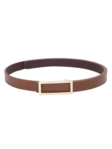 Image of Crusset Stylish Faux Leather Waist Belt for Women - Adjustable for Jeans, Dresses & Saree - Fashionable & Comfortable|Tan Color Belt|QA4691