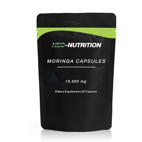 Moringa Capsules 10,000mg | Potent Antioxidant Superfood | Non-GMO, Third-Party Tested Pure Moringa for Energy, Immunity & Gut Health Support | 100% Moringa Oleifera | Vegetarian & Gluten-Free | 60 Ct