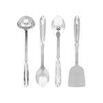 All-Clad 5-Piece Stainless Steel Kitchen Utensil Set – Includes Ladle, Solid Spoon, Slotted Spoon, Turner & Storage Caddy – Heavy-Gauge, Ergonomic, Dishwasher Safe, Silver - Image 3