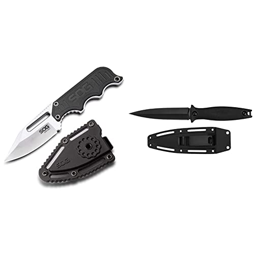 Sog Small Fixed Blade Knife (Nb1012-Cp) , Black & Kershaw Secret Agent (4007); Concealable Boot Knife , 3 Oz #TOP13