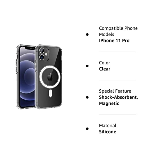 Hvdi Clear Magnetic Case For Iphone 11 Pro With Mag-Safe Wireless Charging, Soft Silicone Tpu Bumper Cover, Thin Slim Fit Hard Back Shockproof Anti-Yellow Protective Case For Iphone 11 Pro 5.8Inch #TOP7