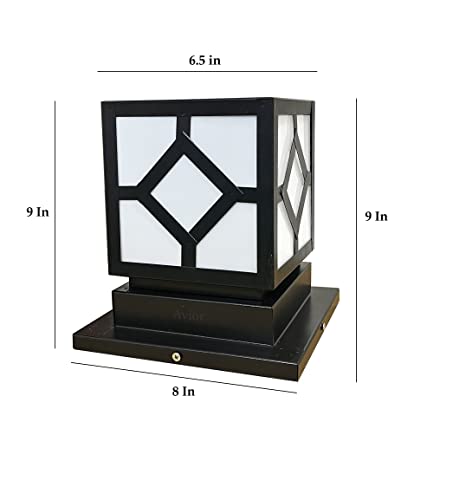 Image of Gate Light for Outdoor Waterproof, Gate Light Lamp for Home Entrance & Garden - Modern Pillar Gate Lamp for Pathway, Porch & Patio (GL17 Black, Pack of 2)