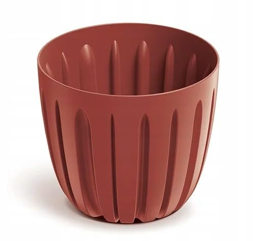 Pot de fleurs en plastique côtelé rouge rétro DomoDomo Wario 16,8cm
