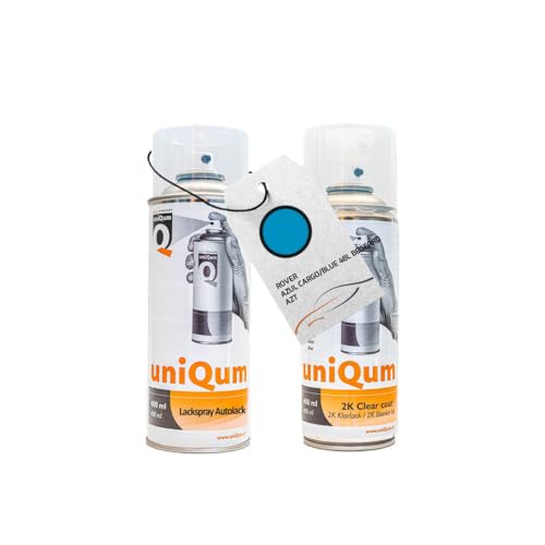 UniQum Autolack + Klarlack 2K Spraydose ROVER AZUL CARGO/BLUE 4BL BEDFORD AZT Autolack Reparatur 2 x 400 ml