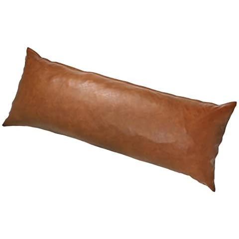 PANOD Luxury Full Body Pillow Covers 21 x 54,Decorative Premium Faux Leather Long Pillow Covers for Farmhouse Sofa Couch Bed Livingroom,Vegan Brown Cover