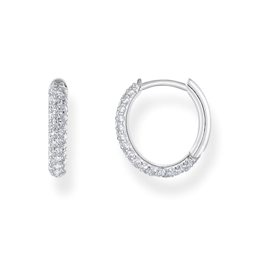 Boucles d'oreilles créoles argent anti-ternissement pavées de zircons pour oreilles sensibles