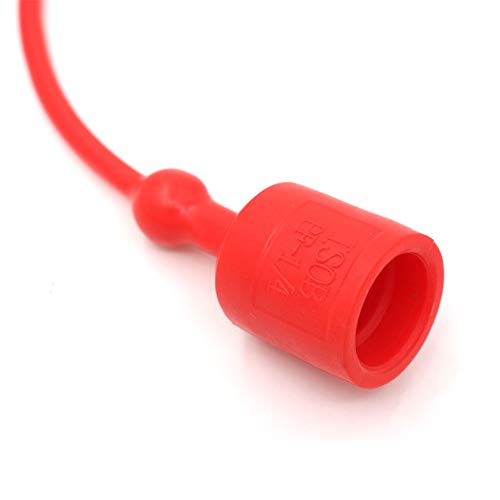 Image of Hydraulic Coupler Dust Cap Plug Set 1 inch ISO-B,CEKER Hydraulic Dust Covers Male Female Quick Connects Fittings,Red Cap with Retention Ring Keeps Cap Attached to Hose 2set