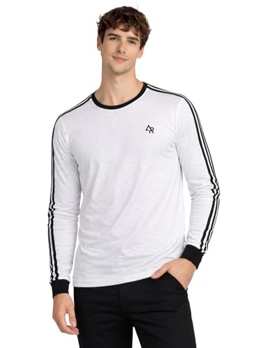 Image of ADRO Men's Full Sleeve T-Shirt Navy Grey Colorblock | Cotton Round Neck Casual Tshirt | Regular Fit Stylish T Shirt