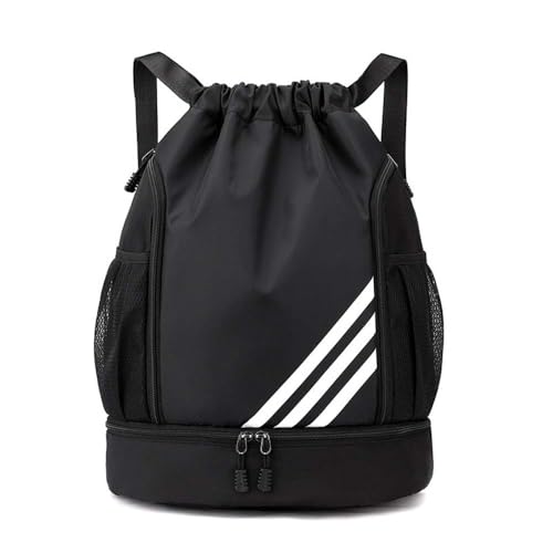 Sports Gym Bag Drawstring Backpack, Sports Soccer Basketball Volleyball Bag with Shoe Compartment, Fitness Training Backpack