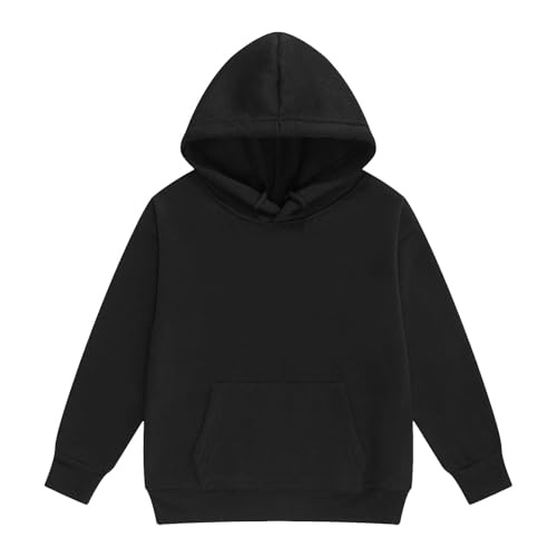 スウエット パーカー キッズ 裏起毛 フーデット 防寒 暖かい ユニセックス子供 プルオーバー 長袖 トレーナー フード付き 無地 秋服 女の子 冬服 男の子 保温 あったか ルームウェア 通園 通学 お出かけ 普段着 100-160(ブラック,160)
