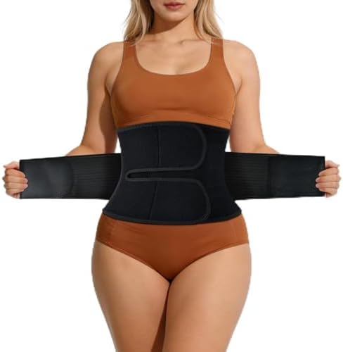 Lisacool Sweat Band Waist Trainer for Women,Sweat Band for Stomach Weight Loss,Exercise Waist Bands for Women Belly Fat Black