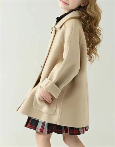 Cromoncent Girls Dress Coat Double Breasted Wool Lapel Peacoat Fall Winter Outerwear, 2-12 Years3