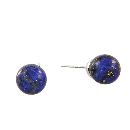 Falari Natural Gemstone Stud Earring 8mm Lapis Lazuli