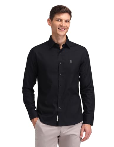 Image of U.S. Polo Assn. Men's Solid Collared Neck Full Sleeve Formal Cotton Regular Fit Shirts