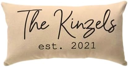Handmade Personalized Last Name Lumbar Pillow for Anniversary, Custom Couple Wedding or Engagement Party Gift