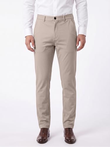 Image of Mehrang Men's Slim Fit Casual Mid Rise, Cotton Blend Trousers, Side Pockets || Classic Slim Fit Chino Pants || Business Casual Dress Trousers