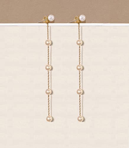 Lokliffai 925 Sterling Silver Threader Earrings Pearl Ball Drop Long Chain Earrings For Women And Girls #TOP6