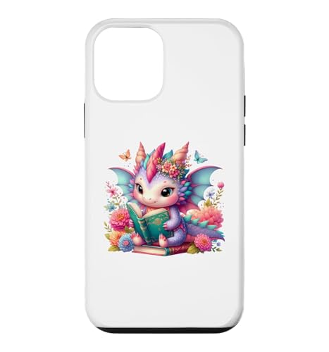 Cute Pink Baby Dragon Floral Book Lover Bookish Fantasy Era �X�}�z�P�[�X iPhone 12 mini �p
