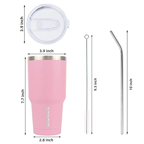 Image of BJPKPK 30 oz Tumbler with Lid and Straw, Insulated Stainless Steel Cup | Double Wall Vacuum, BPA Free, Leak Proof, Keeps Hot /Cold, Travel & Beach Ready, Car Holder Fit, Light Pink