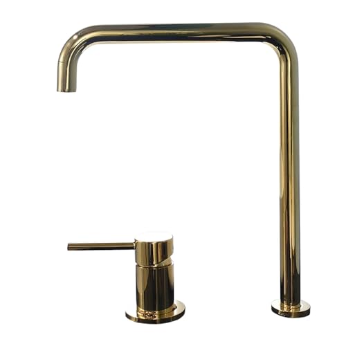 Robinet de lavabo chic de finition dorée supérieure avec double commande fixe deau chaude