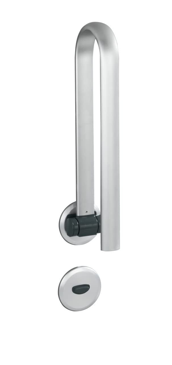 WENKO Appoggio ribaltabile per WC Secura Premium - Maniglione di sicurezza pieghevole per la zona del lavabo e del WC, portata fino a 120 kg, Alluminio, 53 x 11 x 27 cm, Argento opaco