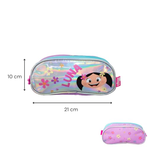 Kit Mochila de Rodinhas Infantil Meninas Desenho do Show da Luna com Lancheira Térmica e Estojo com