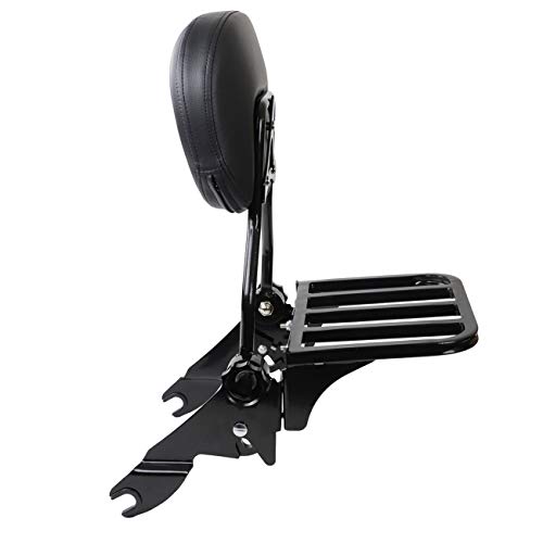 AUFER Black Adjustable & Detachable Backrest Sissy Bar Upright Passenger Backrest w/Pad With Luggage Rack Fit For Touring Road King Street Glide FLHR FLHX FLHT FLTR 2009-2020