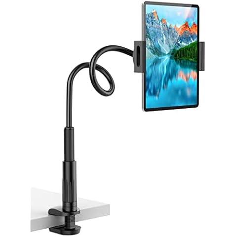 Tablet Stand Holder for Bed, Gooseneck Mount with Adjustable Flexible Arm Compatible with iPad Air Pro Mini, Samsung Tab, Nintendo Switch Kindle Other 4.7"-12.9" Device Cover