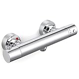 🛀Realizzato in ottone di alta qualità: il rubinetto termostatico è progettato con un corpo in ottone + maniglie in lega di zinco su entrambe le estremità + superficie cromata, resistente alle alte temperature, facile da pulire e mantenere e ha una lunga vita di servizio.