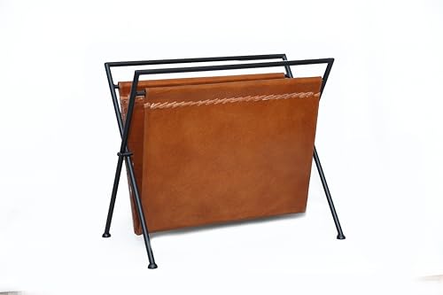 Vishwa Cuero Art MR-01 Folding Leather Magazine Rack Brown Leather Magazine And Paper Holder News Paper Holder thumb #4
