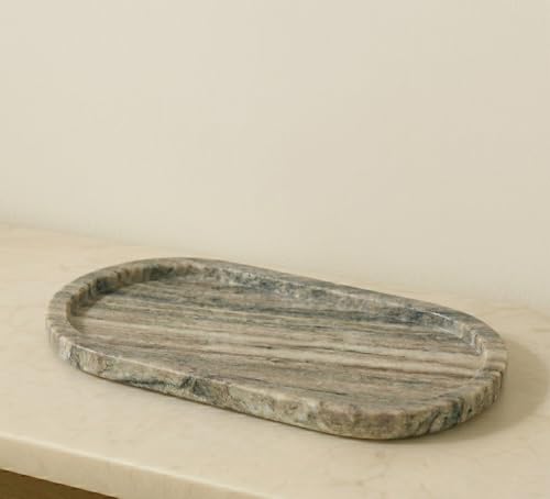 Image of MBSC White Marble Serving, Venity Tray, Cheese Platter to Presenting Main Courses, Wines or Desserts (Grey) (Grey)
