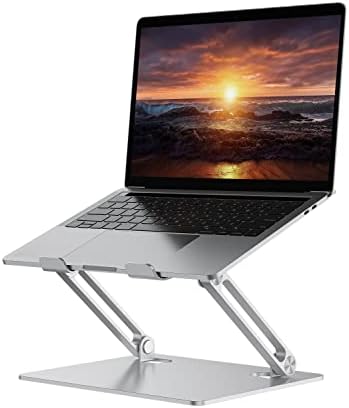 Ergopollo Laptop Stand for Desk with Stable Heavy Base, Adjustable Height, Ergonomic Heavy Metal Riser Holder, Foldable Mount Elevator, Compatible with 10 to 15.6 Inches Notebook Computer