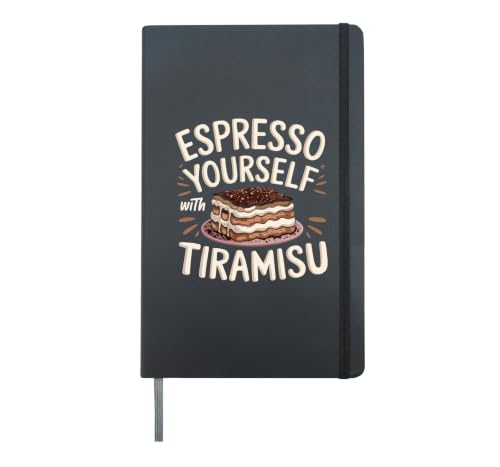 Gourmet Dessert Enthusiast Tiramisu Recipe Espresso Delight Hardcover Journal, Black