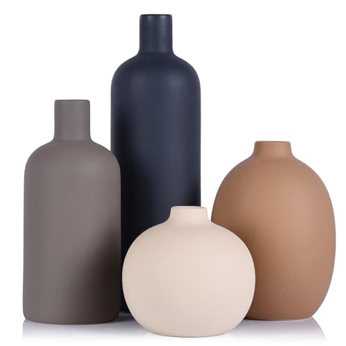 Ceramic Vase Set of 4, Modern Vases Home Decor, Neutral
