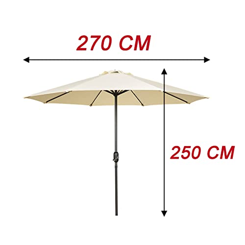 Sombrilla redonda de 270 cm con manivela para terraza y jardín 7