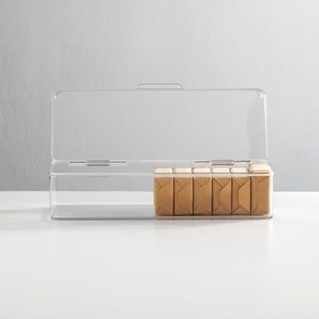 mDesign Plastic Stackable Eyeglass Case Storage Organizer with Hinged Lid for Unisex Sunglasses, Reading Glasses, Fashion Eye Wear, Protective Glasses, 5 Sections, Ligne Collection, 2 Pack, Light Pink