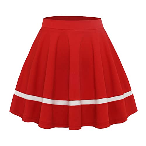 Image of FRAULEIN Girl's /Women's Classic Stretchy All Time Trendy Striped Solid Skater Skirts with Attached Inner Shorts