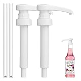 2 Pcs Syrup Pump for 700ml Monin Glass Bottle,Skinny Syrup,Simply Syrups Pump Resilience Detachable Design Covers,Coffee Pack Contains White Pump And Connecting Pipe Dispenser Set for Monin Syrup Set